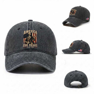 George Washington Playing Guitar 4th July US 250th Anniversary Washed Cotton Baseball Cap TS11 Washed Cap Universal Fit Dark Gray Print Your Wear