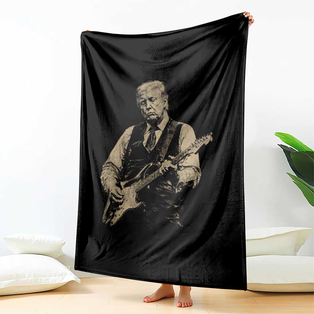 US Nation's Leader Playing Electic Rock Guitar Retro Vintage Throw Blanket TS11 Print Your Wear