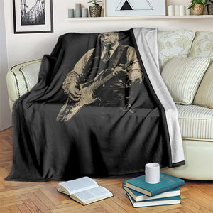 US Nation's Leader Playing Electic Rock Guitar Retro Vintage Throw Blanket TS11 Print Your Wear