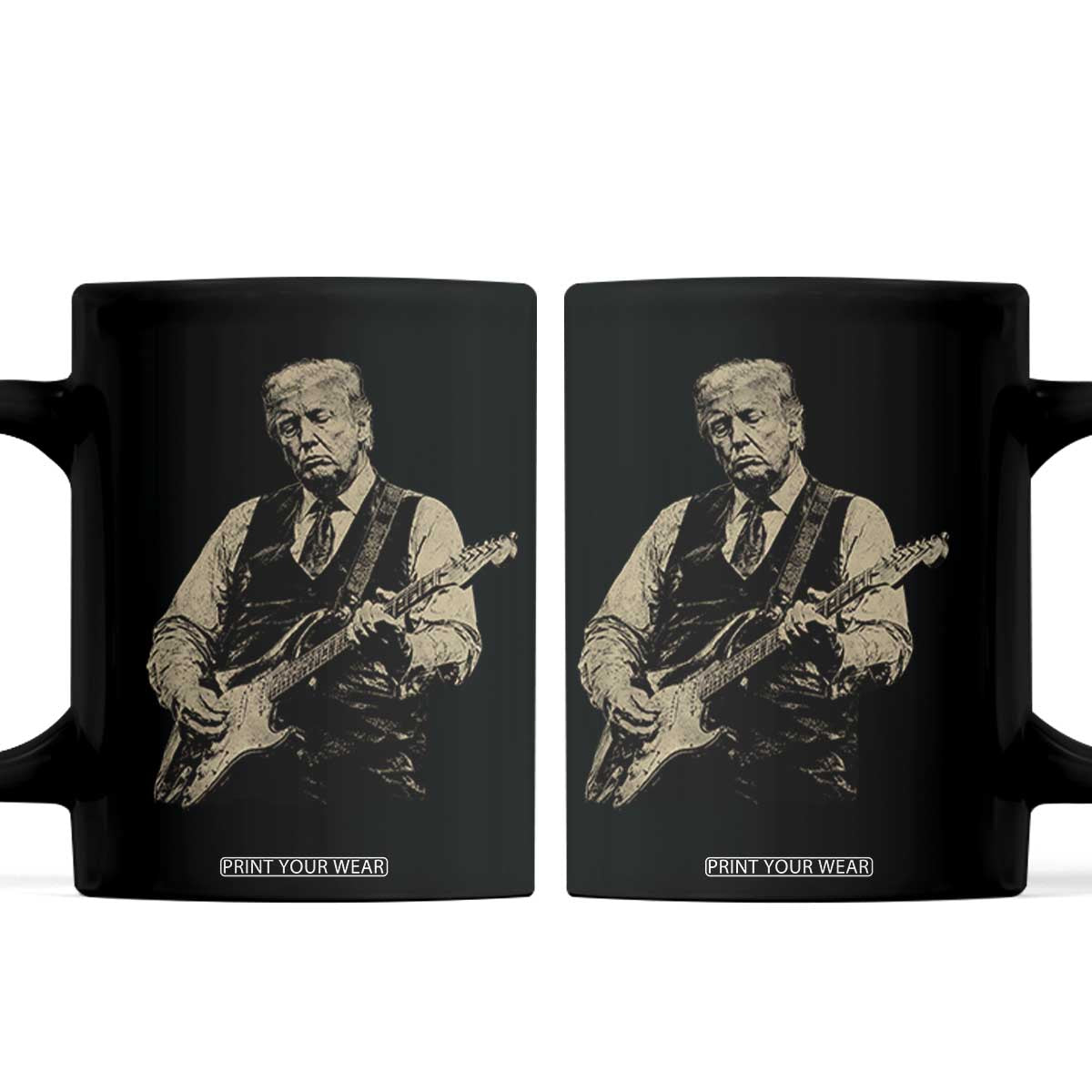 US Nation's Leader Playing Electic Rock Guitar Retro Vintage Coffee Mug TS11 Black Print Your Wear