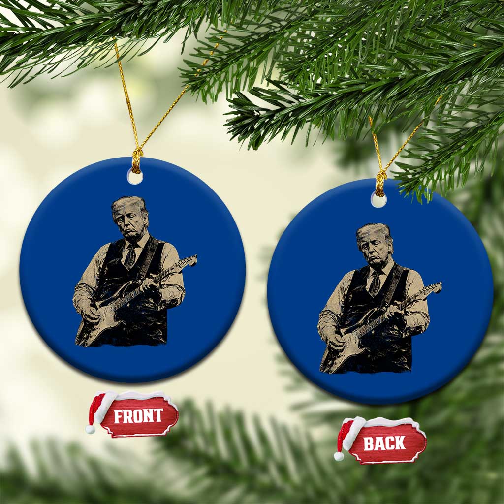 US Nation's Leader Playing Electic Rock Guitar Retro Vintage Ceramic Ornament TS11 1pc Blue Print Your Wear