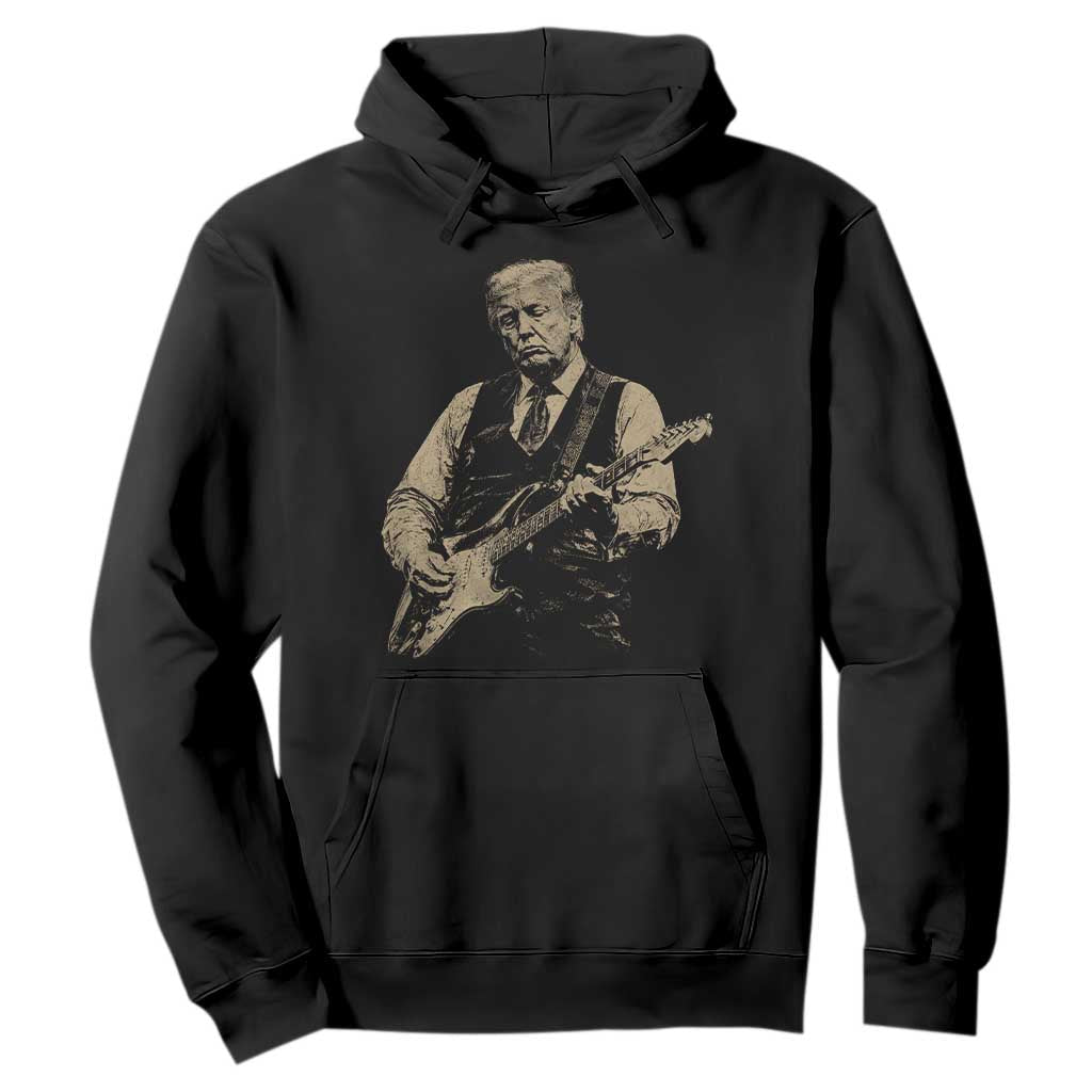 US Nation's Leader Playing Electic Rock Guitar Retro Vintage Hoodie TS11 Black Print Your Wear