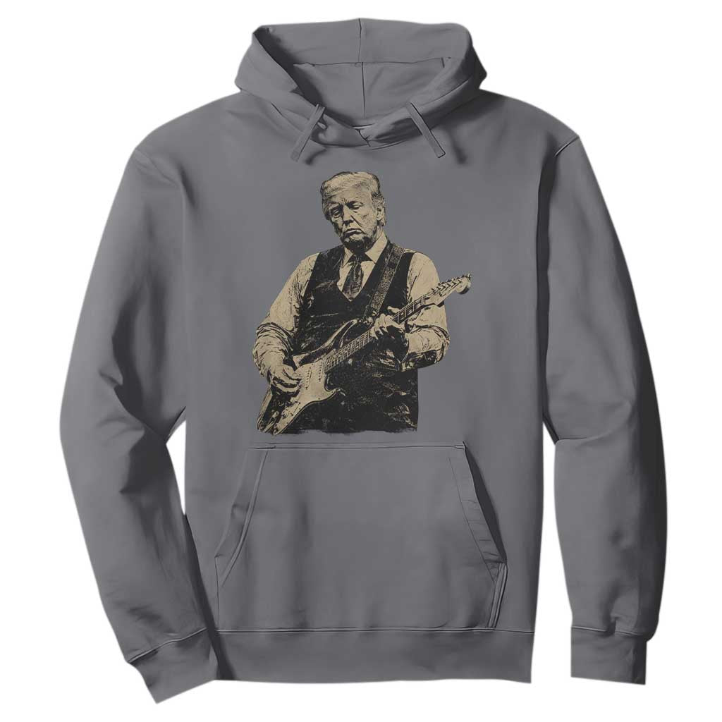 US Nation's Leader Playing Electic Rock Guitar Retro Vintage Hoodie TS11 Charcoal Print Your Wear