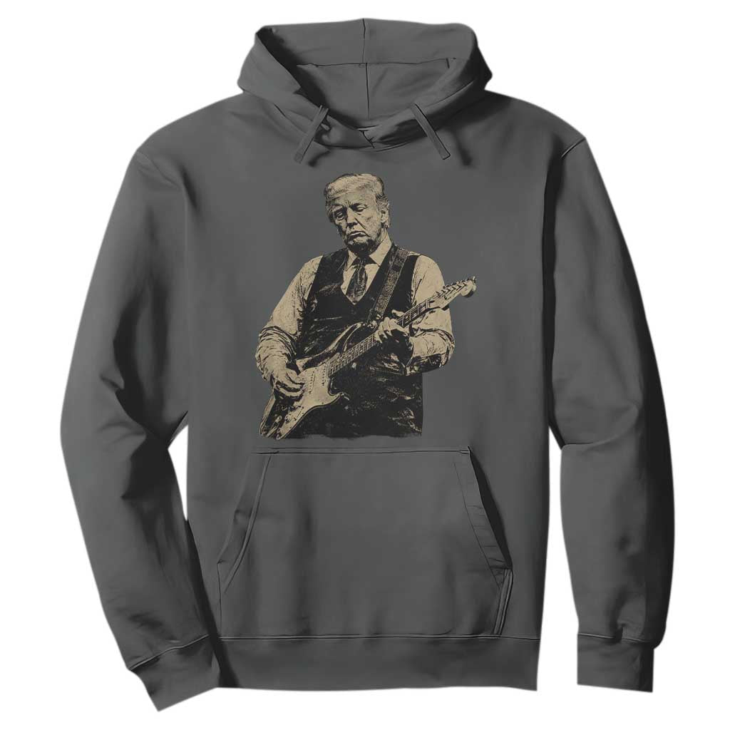 US Nation's Leader Playing Electic Rock Guitar Retro Vintage Hoodie TS11 Dark Heather Print Your Wear