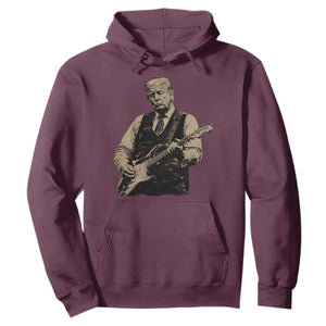 US Nation's Leader Playing Electic Rock Guitar Retro Vintage Hoodie TS11 Maroon Print Your Wear
