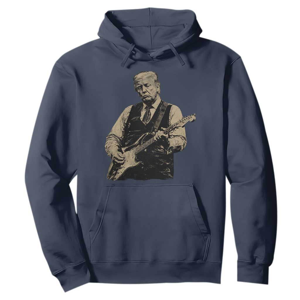 US Nation's Leader Playing Electic Rock Guitar Retro Vintage Hoodie TS11 Navy Print Your Wear