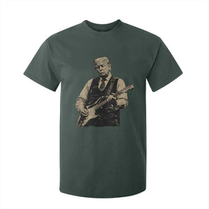 US Nation's Leader Playing Electic Rock Guitar Retro Vintage T Shirt For Kid TS11 Dark Forest Green Print Your Wear