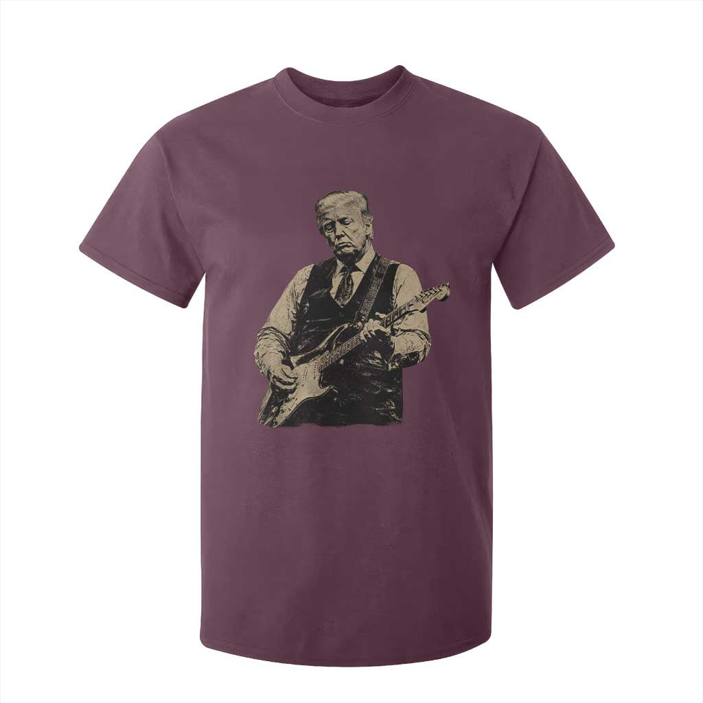 US Nation's Leader Playing Electic Rock Guitar Retro Vintage T Shirt For Kid TS11 Maroon Print Your Wear