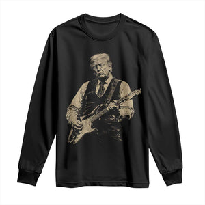US Nation's Leader Playing Electic Rock Guitar Retro Vintage Long Sleeve Shirt TS11 Black Print Your Wear