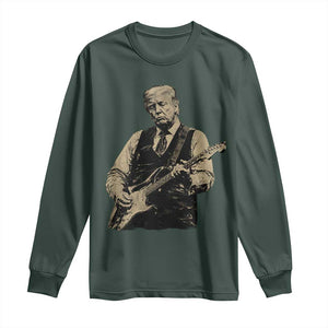 US Nation's Leader Playing Electic Rock Guitar Retro Vintage Long Sleeve Shirt TS11 Dark Forest Green Print Your Wear