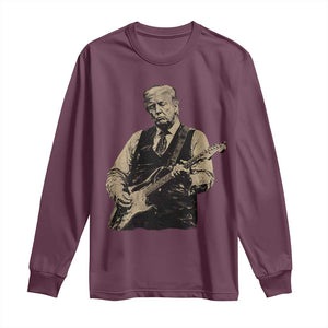 US Nation's Leader Playing Electic Rock Guitar Retro Vintage Long Sleeve Shirt TS11 Maroon Print Your Wear