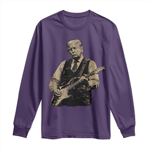 US Nation's Leader Playing Electic Rock Guitar Retro Vintage Long Sleeve Shirt TS11 Purple Print Your Wear