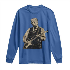 US Nation's Leader Playing Electic Rock Guitar Retro Vintage Long Sleeve Shirt TS11 Royal Blue Print Your Wear