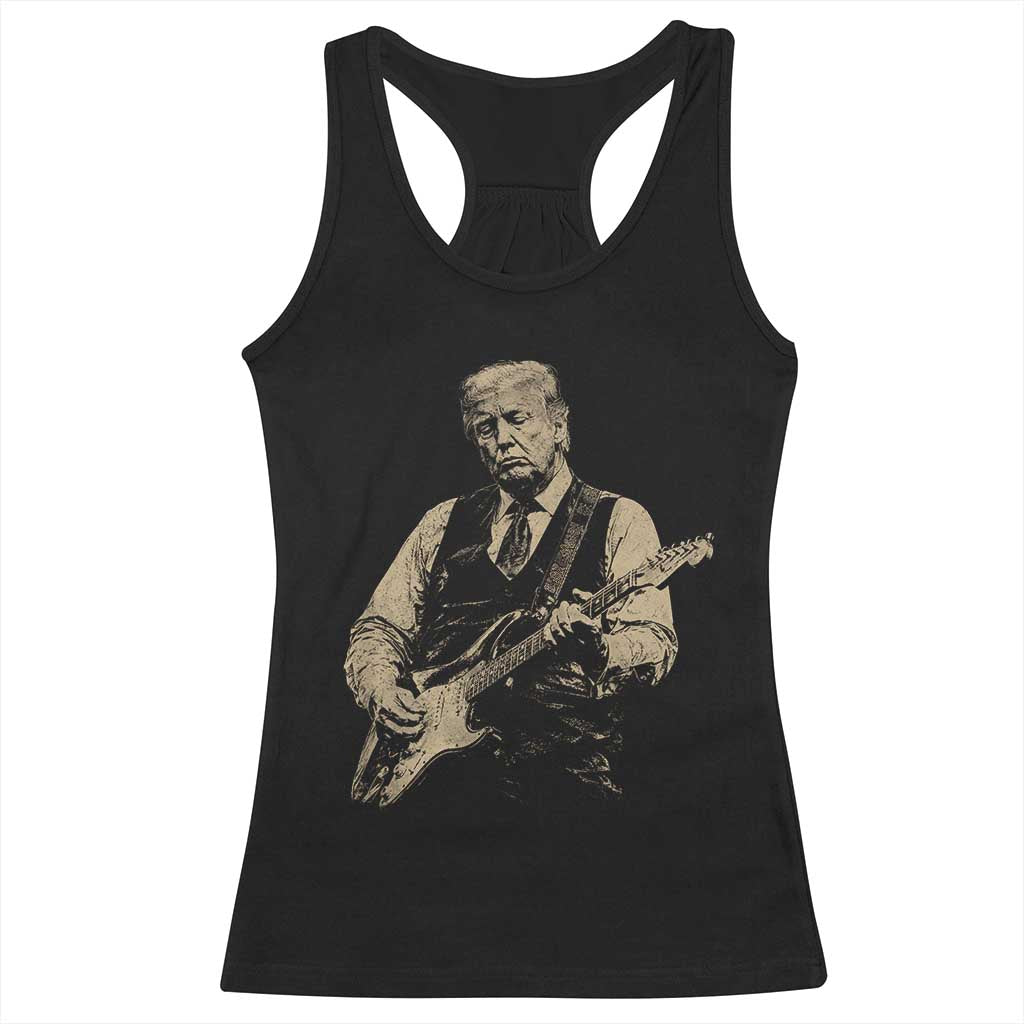 US Nation's Leader Playing Electic Rock Guitar Retro Vintage Racerback Tank Top TS11 Black Print Your Wear