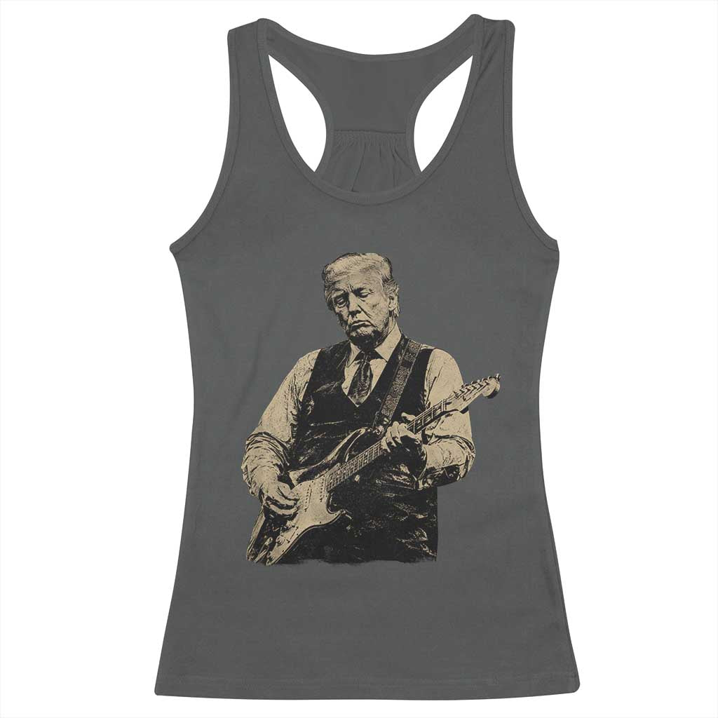 US Nation's Leader Playing Electic Rock Guitar Retro Vintage Racerback Tank Top TS11 Dark Heather Print Your Wear