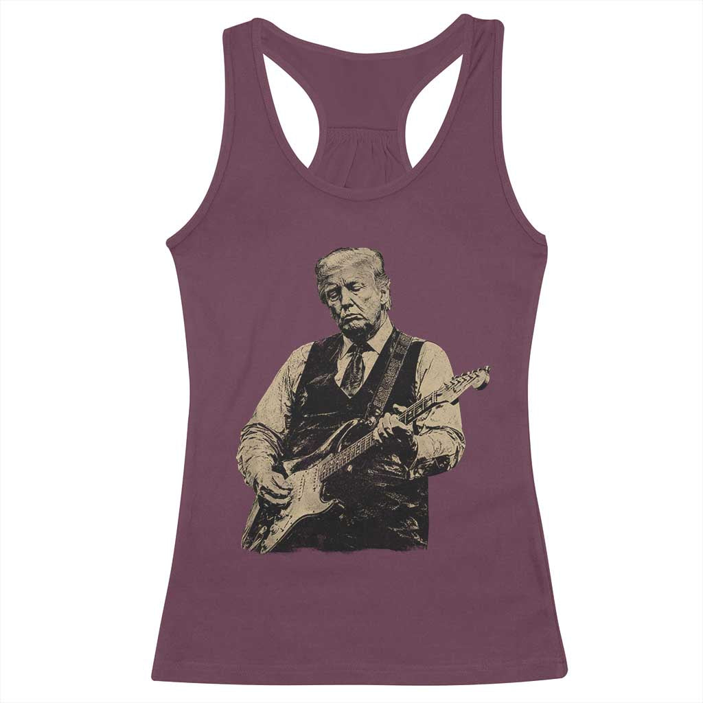 US Nation's Leader Playing Electic Rock Guitar Retro Vintage Racerback Tank Top TS11 Maroon Print Your Wear