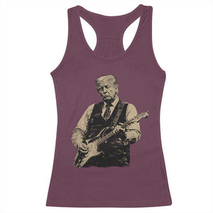 US Nation's Leader Playing Electic Rock Guitar Retro Vintage Racerback Tank Top TS11 Maroon Print Your Wear