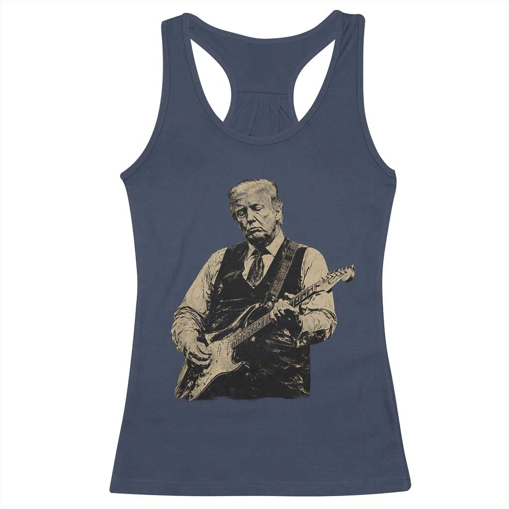 US Nation's Leader Playing Electic Rock Guitar Retro Vintage Racerback Tank Top TS11 Navy Print Your Wear