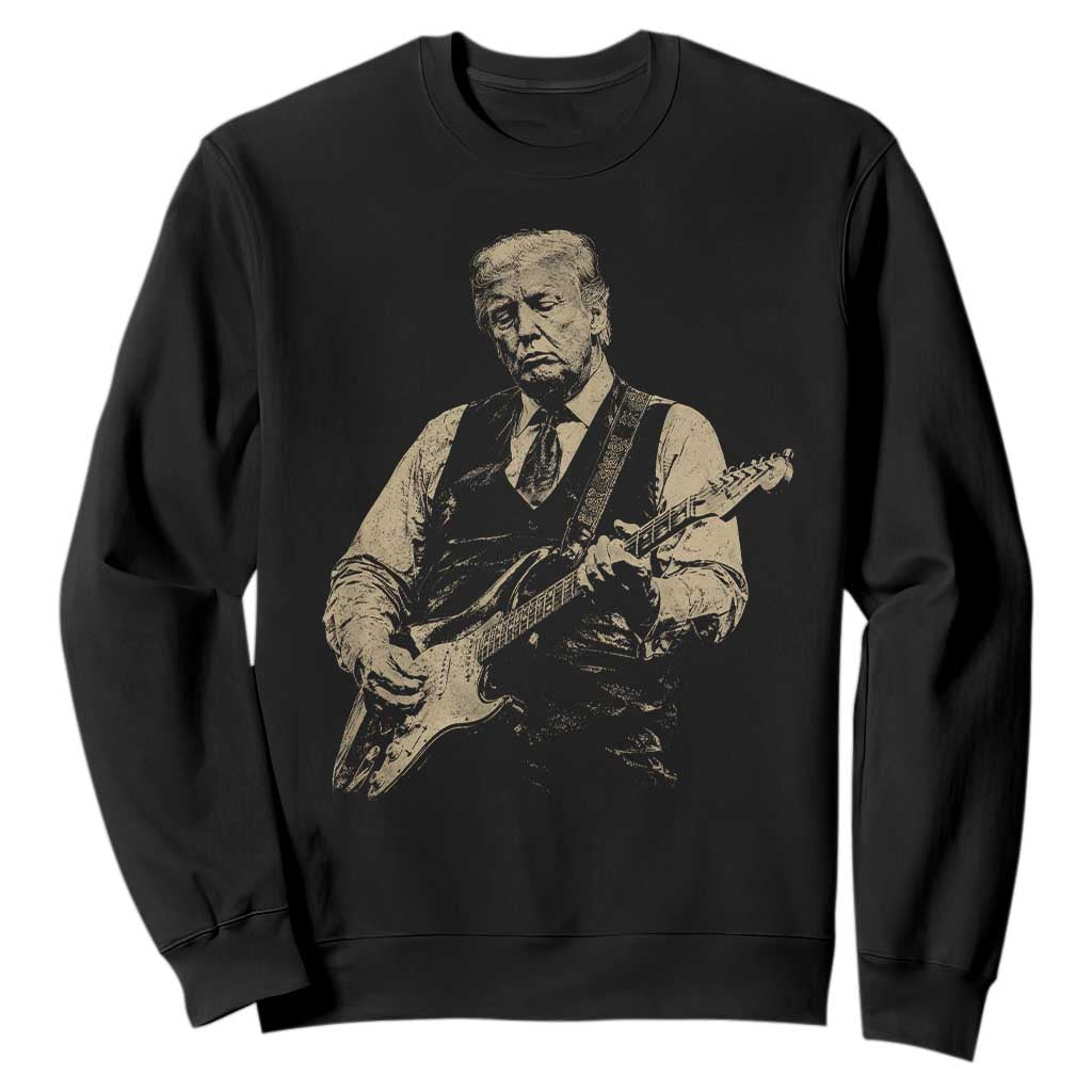 US Nation's Leader Playing Electic Rock Guitar Retro Vintage Sweatshirt TS11 Black Print Your Wear