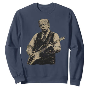 US Nation's Leader Playing Electic Rock Guitar Retro Vintage Sweatshirt TS11 Navy Print Your Wear