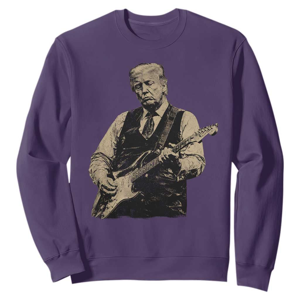 US Nation's Leader Playing Electic Rock Guitar Retro Vintage Sweatshirt TS11 Purple Print Your Wear