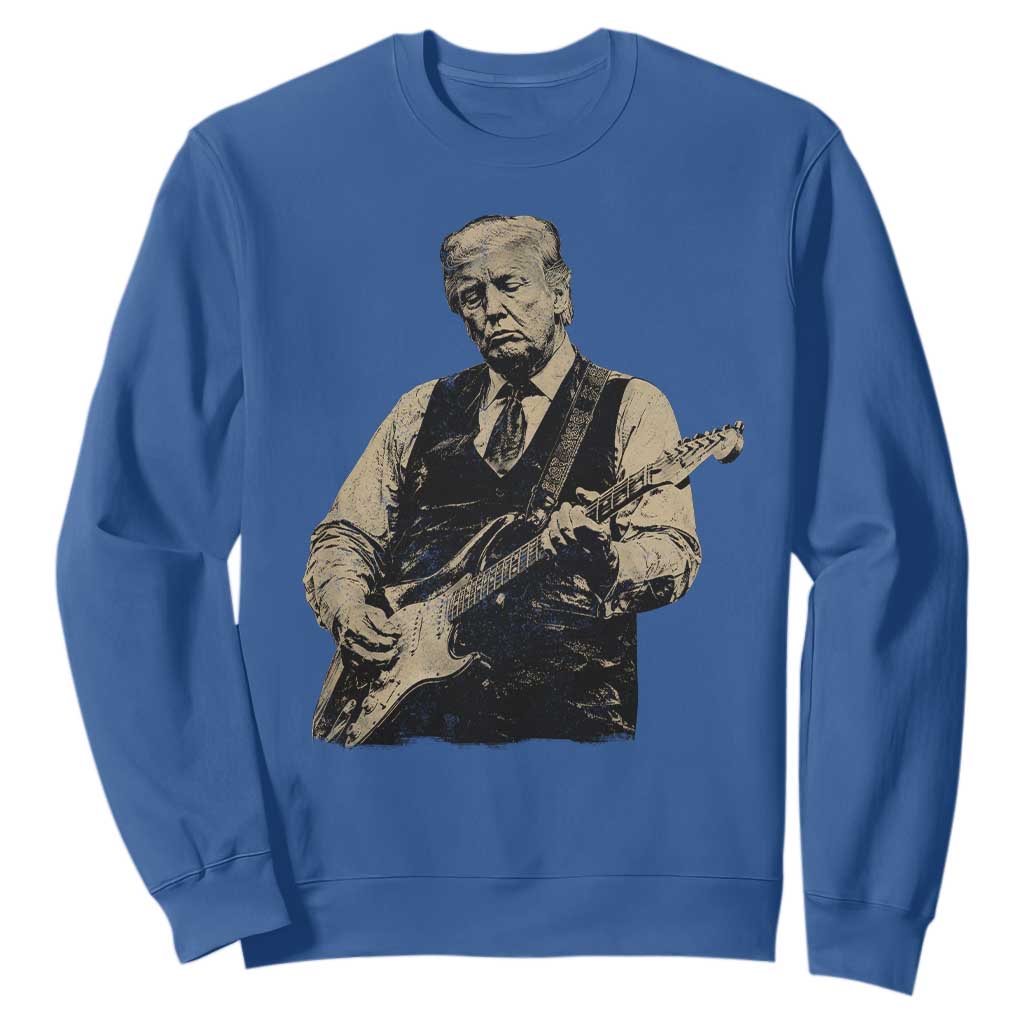 US Nation's Leader Playing Electic Rock Guitar Retro Vintage Sweatshirt TS11 Royal Blue Print Your Wear