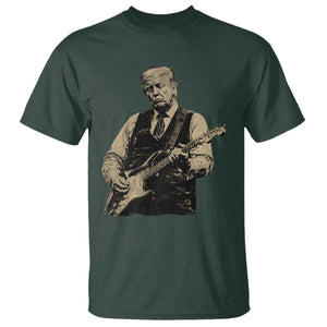 US Nation's Leader Playing Electic Rock Guitar Retro Vintage T Shirt TS11 Dark Forest Green Print Your Wear