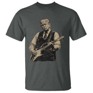 US Nation's Leader Playing Electic Rock Guitar Retro Vintage T Shirt TS11 Dark Heather Print Your Wear