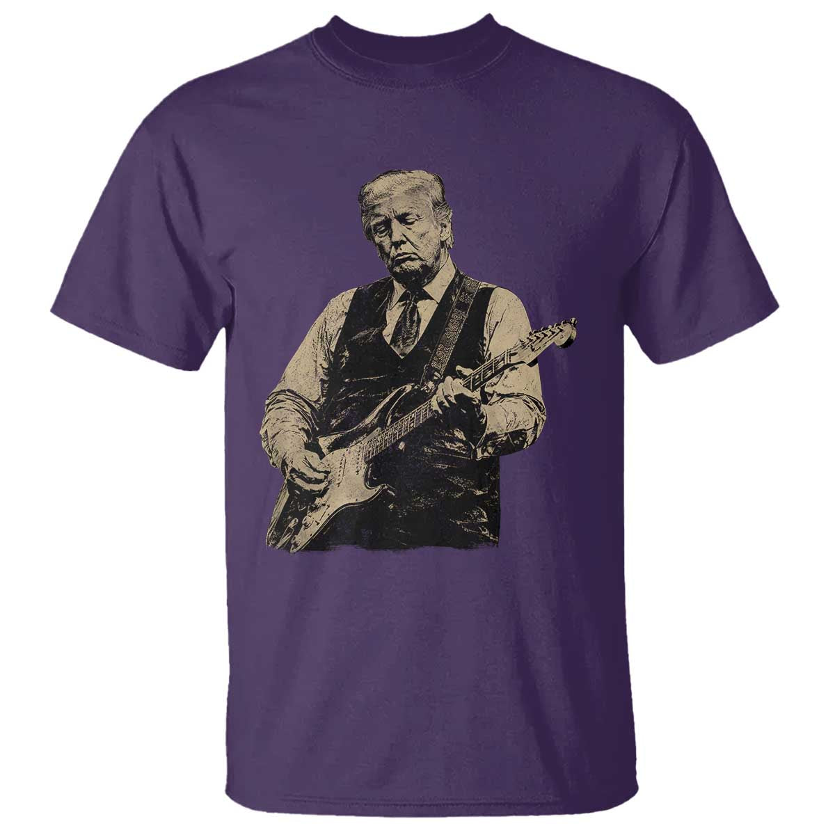 US Nation's Leader Playing Electic Rock Guitar Retro Vintage T Shirt TS11 Purple Print Your Wear