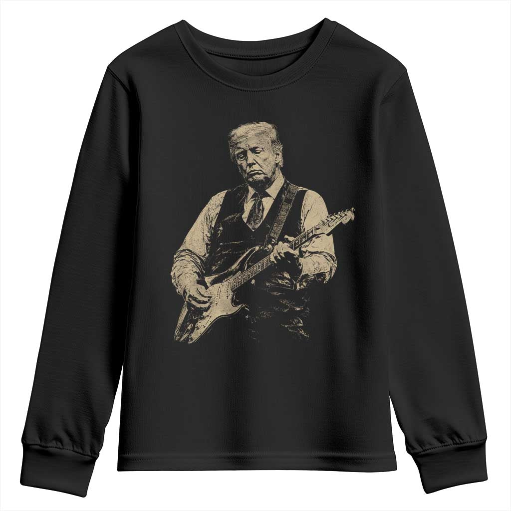 US Nation's Leader Playing Electic Rock Guitar Retro Vintage Youth Sweatshirt TS11 Black Print Your Wear