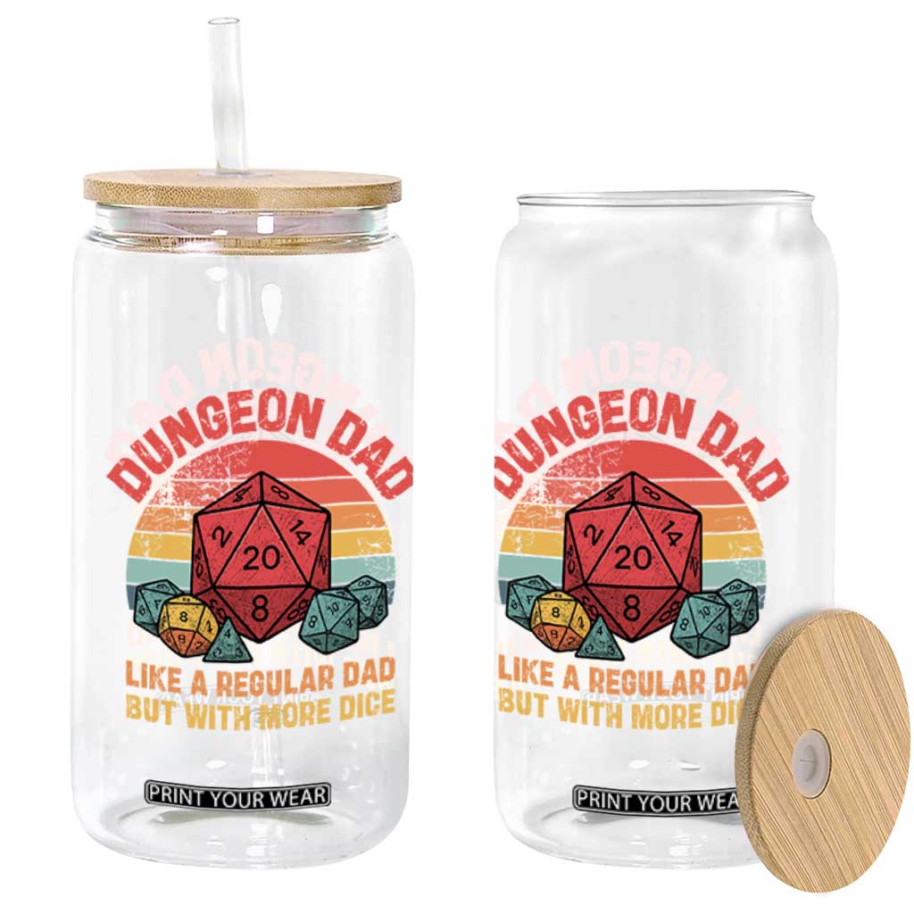 Dungeon Dad Like A Regular Dad But With More Dice Glass Can RPG Father Gamer TS11 Print Your Wear
