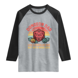 Dungeon Dad Like A Regular Dad But With More Dice Raglan Shirt RPG Father Gamer TS11 Heather Gray Black Print Your Wear