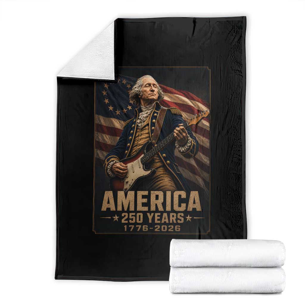 George Washington Playing Guitar USA 250th Anniversary Vintage 4th of July Throw Blanket TS11 Black Print Your Wear