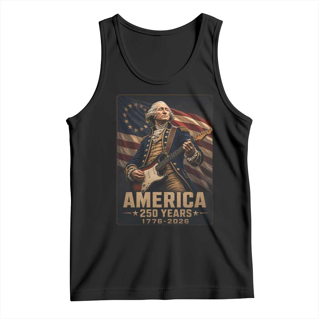 George Washington Playing Guitar USA 250th Anniversary Vintage 4th of July Tank Top TS11 Black Print Your Wear