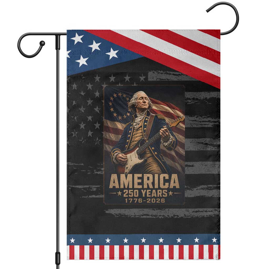 George Washington Playing Guitar USA 250th Anniversary Vintage 4th of July Patriotic Garden Flag TS11 Distressed Black Blue Print Your Wear