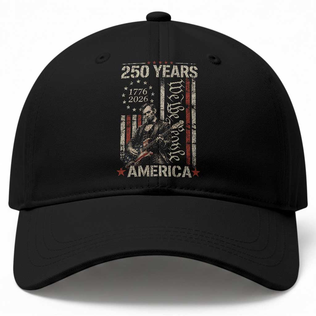 Abraham Lincoln Playing Guitar 4th July 250 Years America Baseball Cap TS11 Print Your Wear