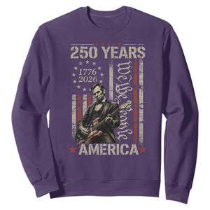 Abraham Lincoln Playing Guitar 4th July 250 Years America Sweatshirt TS11 Purple Print Your Wear