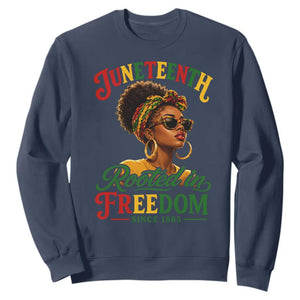 Juneteenth Rooted In Freedom Since 1865 Sweatshirt Black Women African American TS11 Navy Print Your Wear