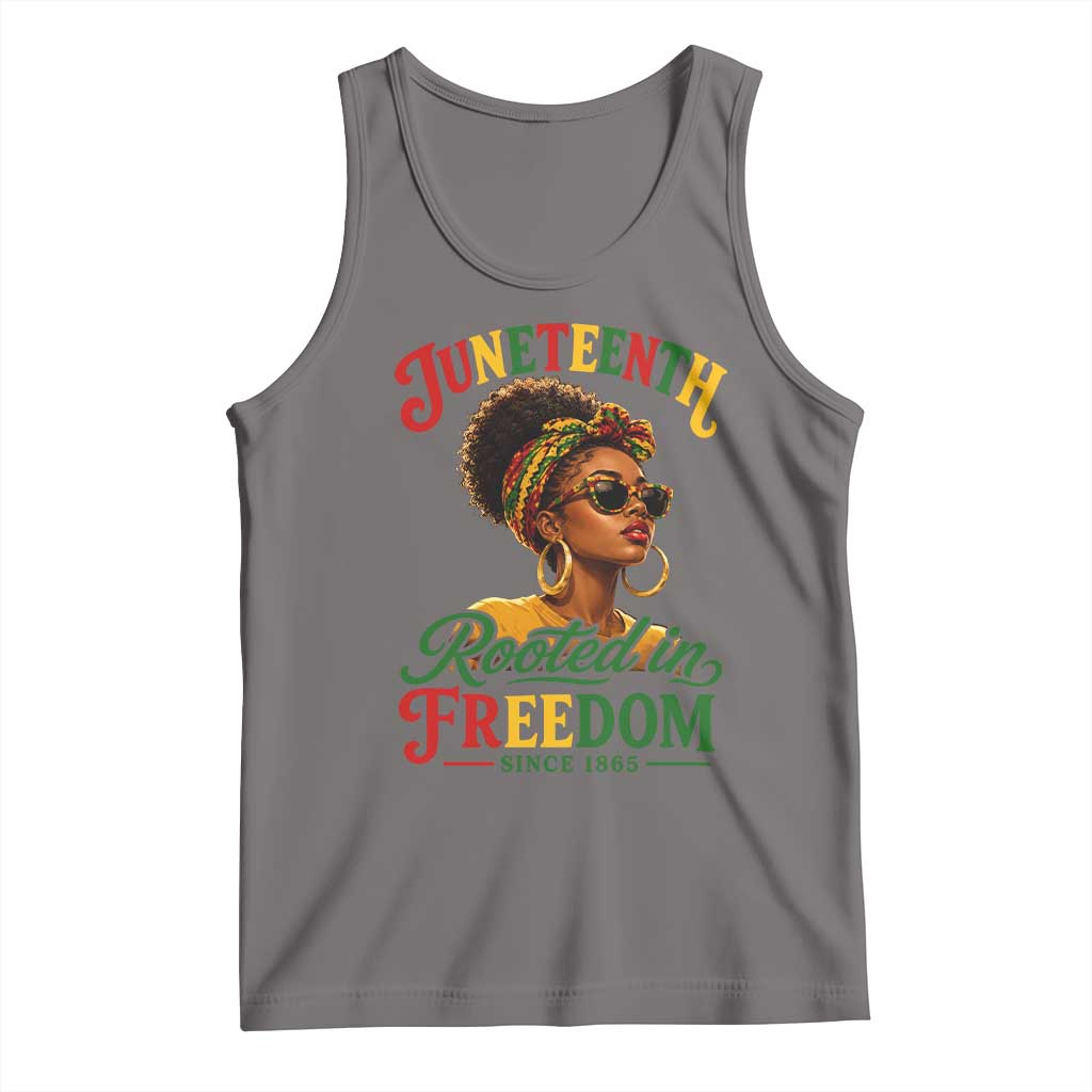 Juneteenth Rooted In Freedom Since 1865 Tank Top Black Women African American TS11 Deep Heather Print Your Wear