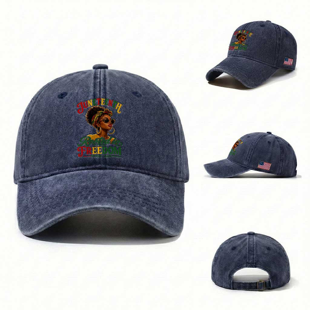Juneteenth Rooted In Freedom Since 1865 Washed Cotton Baseball Cap Black Women African American TS11 Washed Cap Universal Fit Navy Print Your Wear