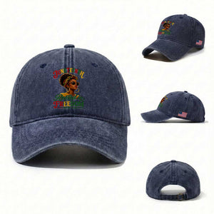 Juneteenth Rooted In Freedom Since 1865 Washed Cotton Baseball Cap Black Women African American TS11 Washed Cap Universal Fit Navy Print Your Wear