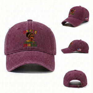Juneteenth Rooted In Freedom Since 1865 Washed Cotton Baseball Cap Black Women African American TS11 Washed Cap Universal Fit Burgundy Print Your Wear