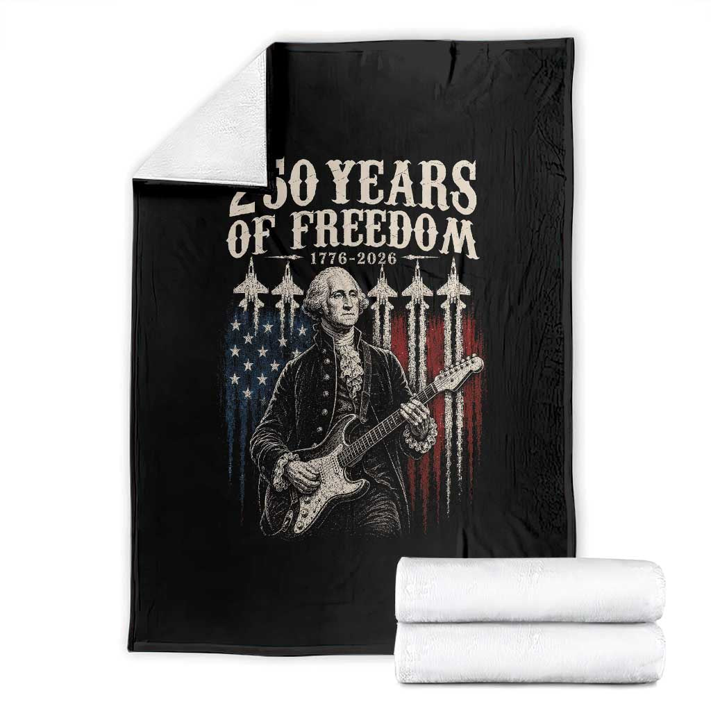 George Washington Playing Guitar 250 Years of Freedom Throw Blanket TS11 Black Print Your Wear
