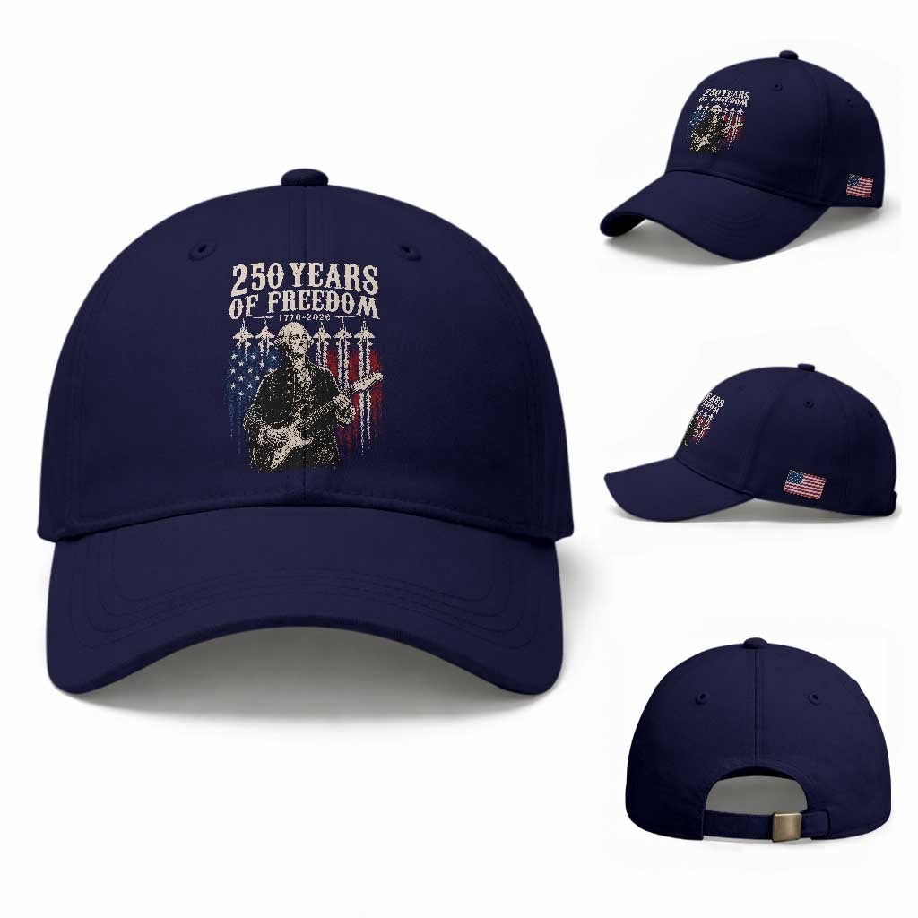 George Washington Playing Guitar 250 Years of Freedom Baseball Cap TS11 Baseball Cap Universal Fit Dark Blue Print Your Wear