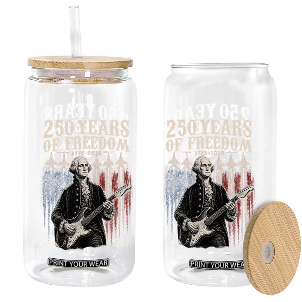 George Washington Playing Guitar 250 Years of Freedom Glass Can TS11 Print Your Wear