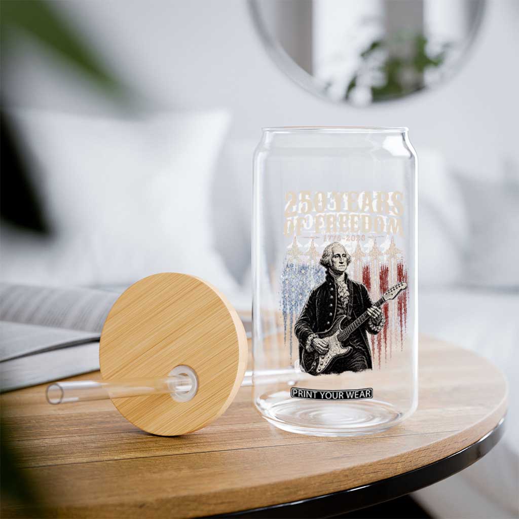 George Washington Playing Guitar 250 Years of Freedom Glass Can TS11 Print Your Wear