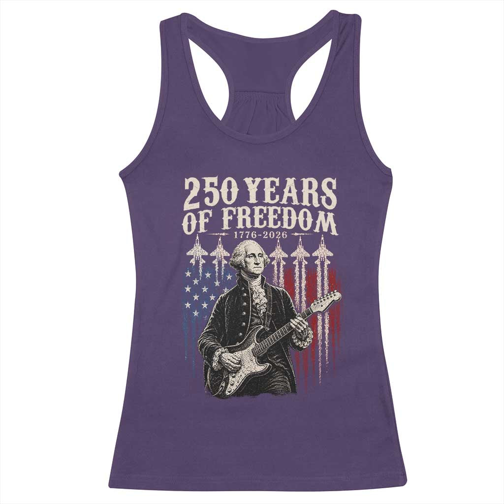 George Washington Playing Guitar 250 Years of Freedom Racerback Tank Top TS11 Purple Print Your Wear