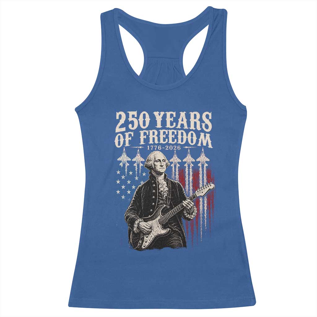 George Washington Playing Guitar 250 Years of Freedom Racerback Tank Top TS11 Royal Blue Print Your Wear