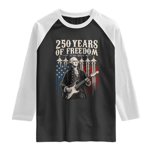 George Washington Playing Guitar 250 Years of Freedom Raglan Shirt TS11 Black White Print Your Wear