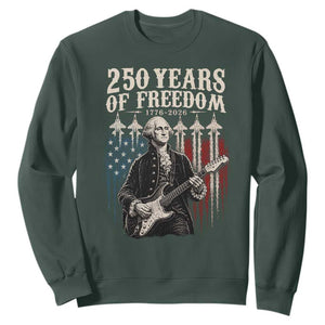 George Washington Playing Guitar 250 Years of Freedom Sweatshirt TS11 Dark Forest Green Print Your Wear